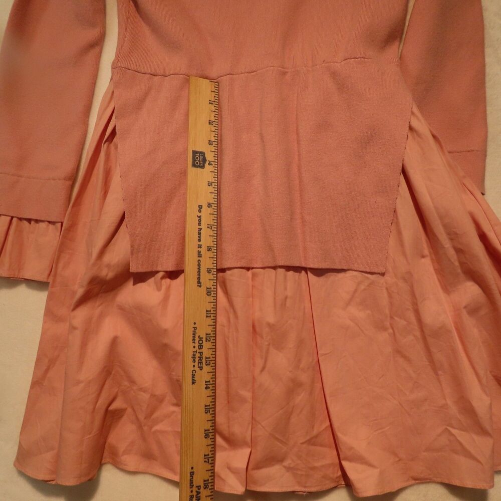 English Factory Womens Peach Pink Knit Layered Poplin Ruffle Sleeve Dress - Picture 9 of 9
